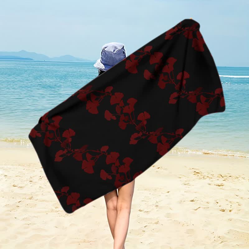Ownkoti Nature Ginkgo Leaf Beach Towel - Black - 59" x 27" - image 20