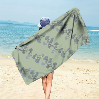 Ownkoti Nature Ginkgo Leaf Beach Towel - Green - 59" x 27" - image 0
