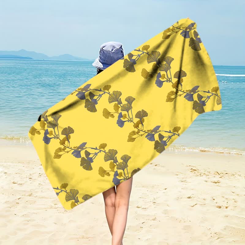 Ownkoti Nature Ginkgo Leaf Beach Towel - Yellow - 59" x 27" - image 12