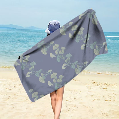 Ownkoti Nature Ginkgo Leaf Beach Towel - Blue - 59" x 27" - image 4