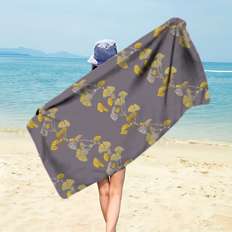 Ownkoti Nature Ginkgo Leaf Beach Towel - Dark Gray - 59" x 27" - image 8