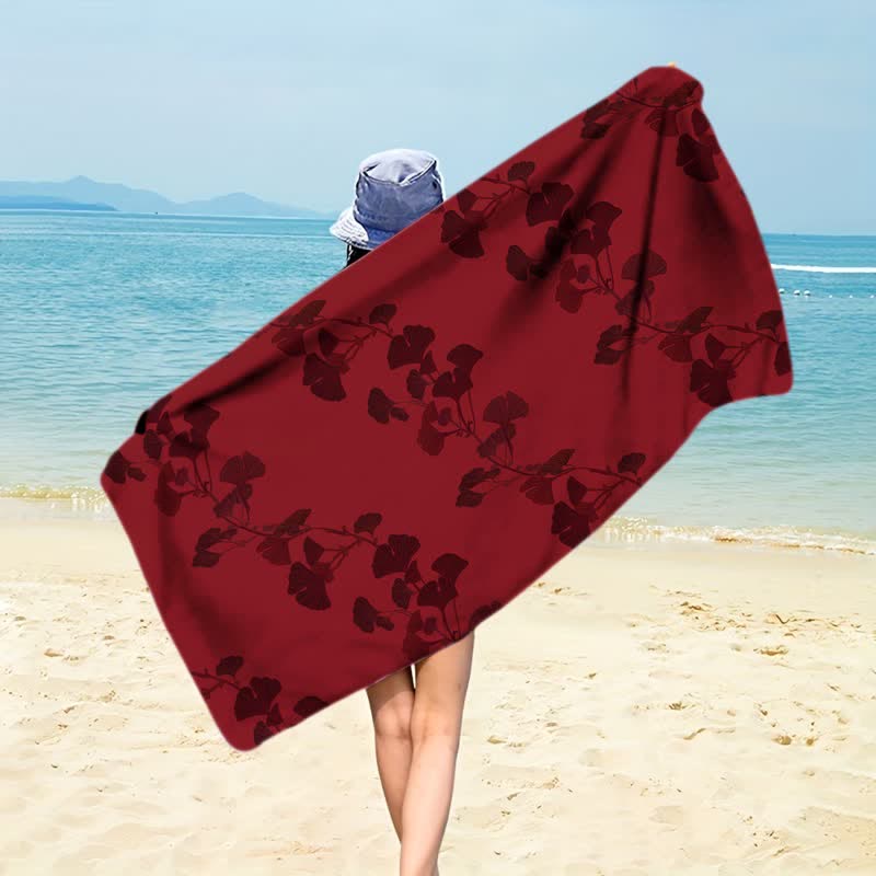 Ownkoti Nature Ginkgo Leaf Beach Towel - Red - 59" x 27" - image 16