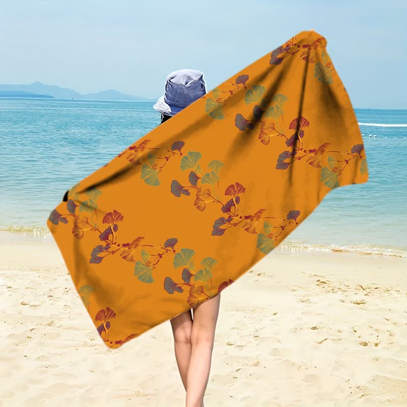 Ownkoti Nature Ginkgo Leaf Beach Towel - Orange - 59" x 27" - image 28