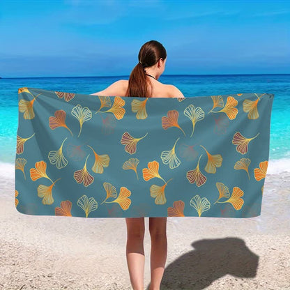 Ownkoti Elegant Ginkgo Leaf Beach Towel - image 2
