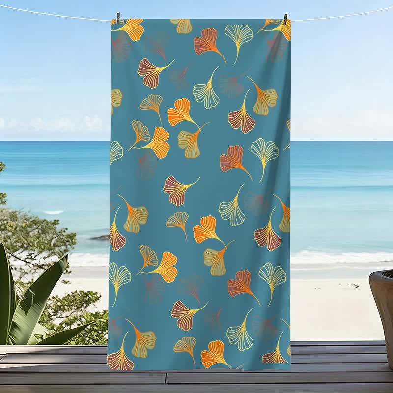 Ownkoti Elegant Ginkgo Leaf Beach Towel - image 3