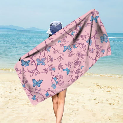 Ownkoti Country Floral & Butterfly Beach Towel - Pink - 59" x 27" - image 0