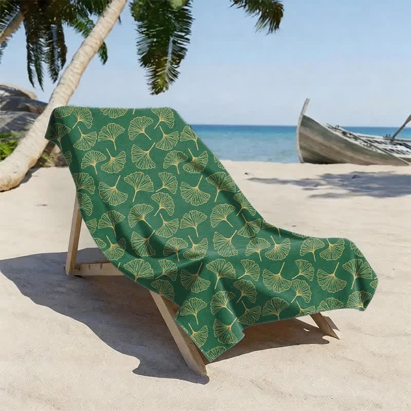 Ownkoti Line Art Ginkgo Leaf Beach Towel - image 9
