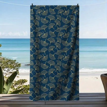 Ownkoti Line Art Ginkgo Leaf Beach Towel - image 3