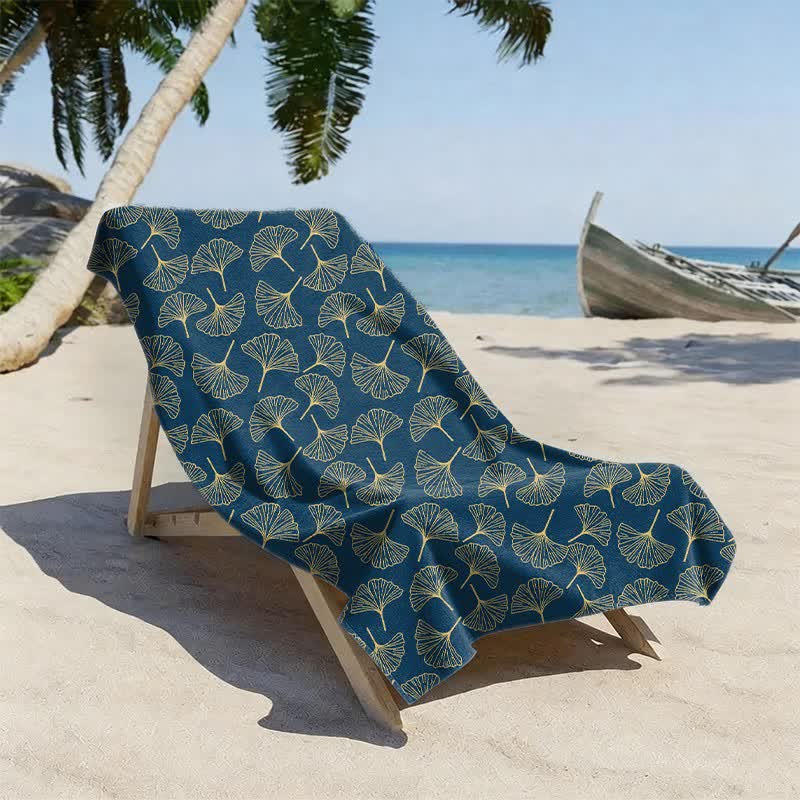 Ownkoti Line Art Ginkgo Leaf Beach Towel - image 1