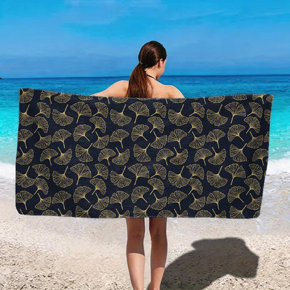 Ownkoti Line Art Ginkgo Leaf Beach Towel - image 6