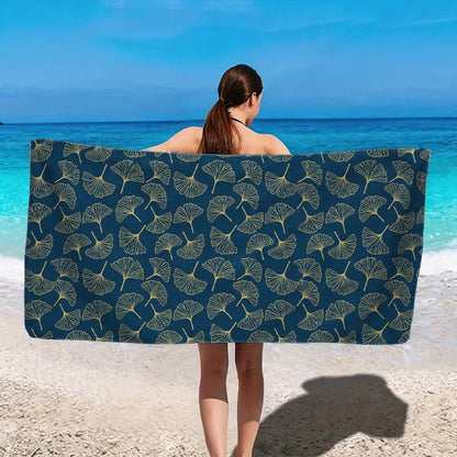 Ownkoti Line Art Ginkgo Leaf Beach Towel - image 2
