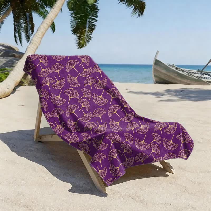 Ownkoti Line Art Ginkgo Leaf Beach Towel - image 13