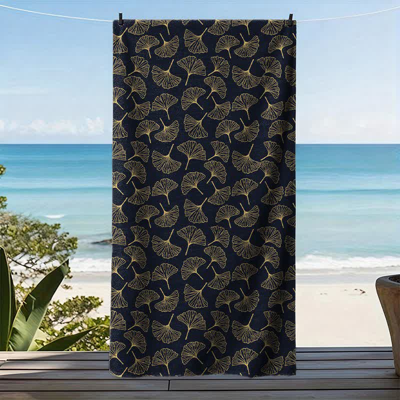 Ownkoti Line Art Ginkgo Leaf Beach Towel - image 7