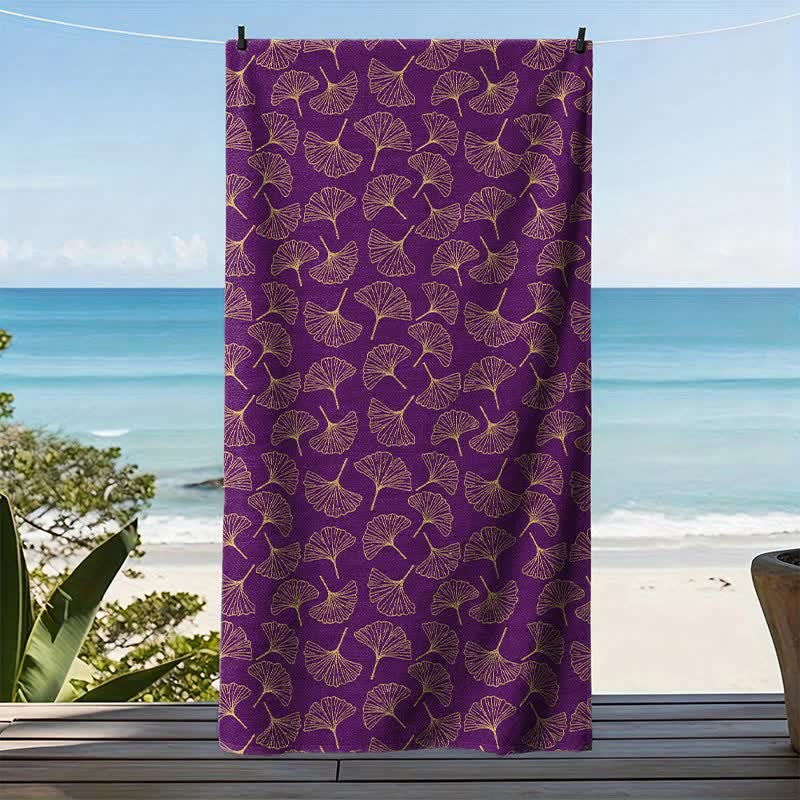 Ownkoti Line Art Ginkgo Leaf Beach Towel - image 15