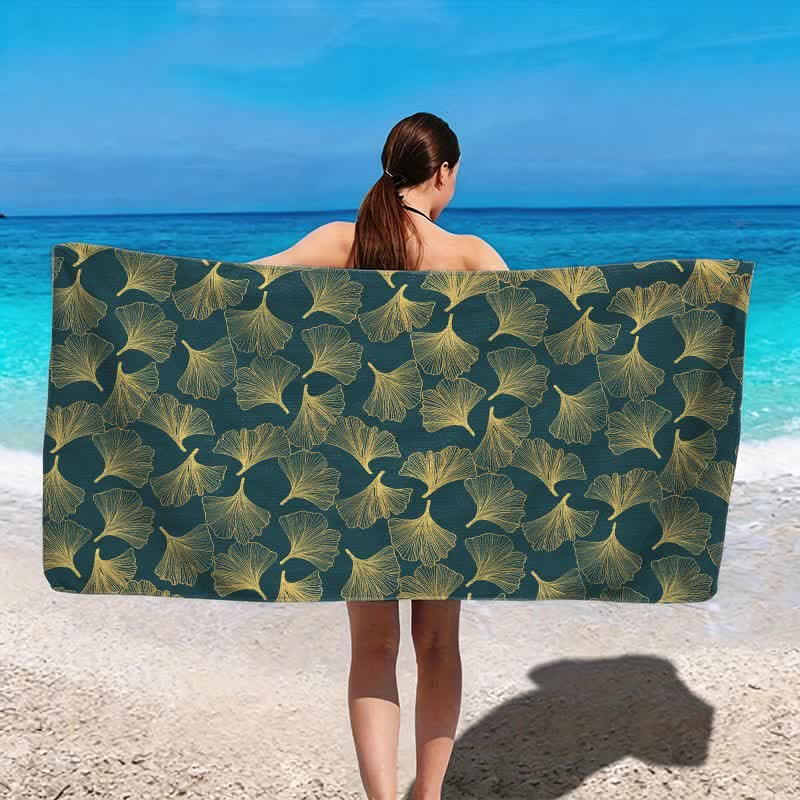 Ownkoti Artistic Line Art Ginkgo Beach Towel - image 14
