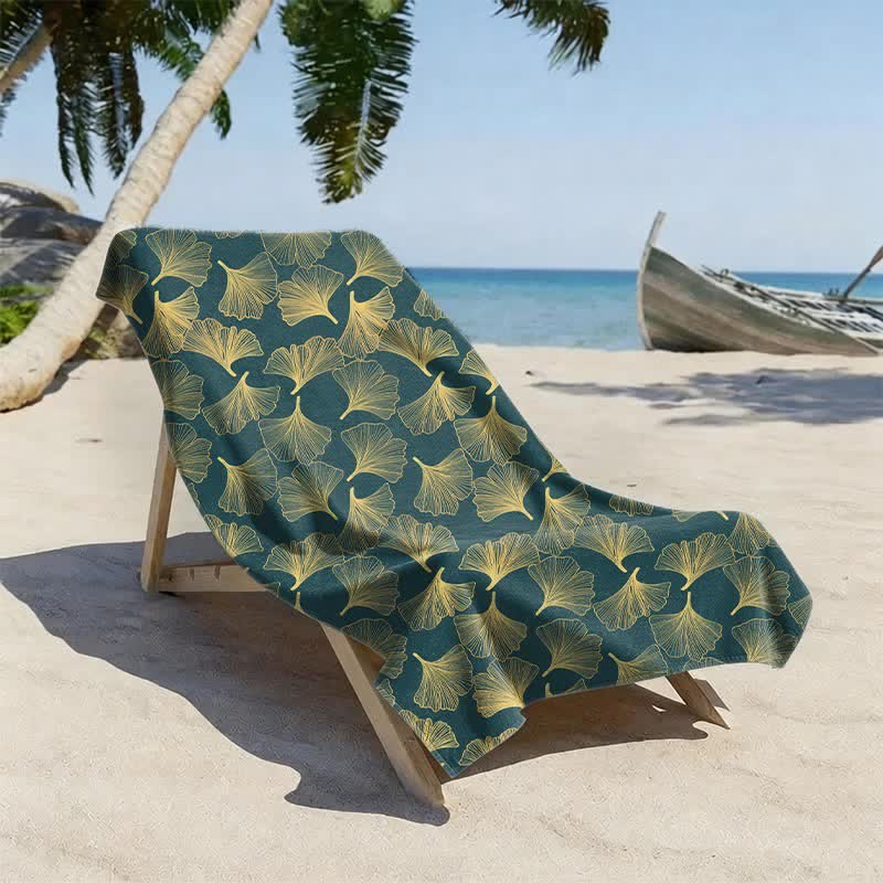 Ownkoti Artistic Line Art Ginkgo Beach Towel - image 13