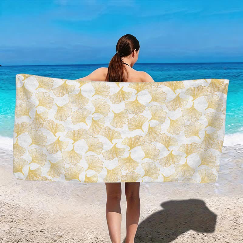 Ownkoti Artistic Line Art Ginkgo Beach Towel - image 6