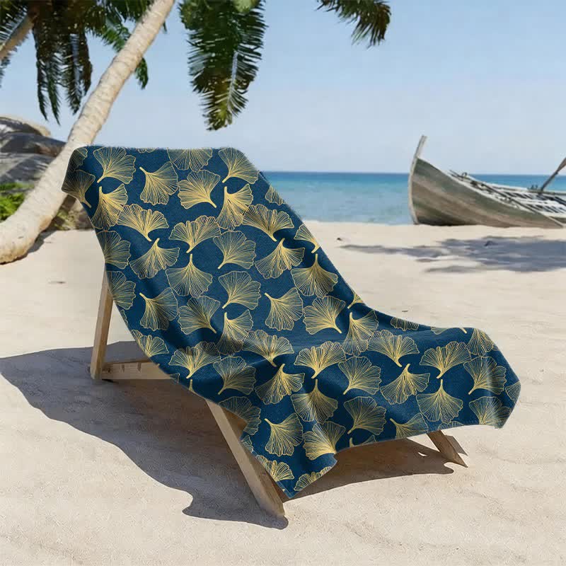 Ownkoti Artistic Line Art Ginkgo Beach Towel - image 1