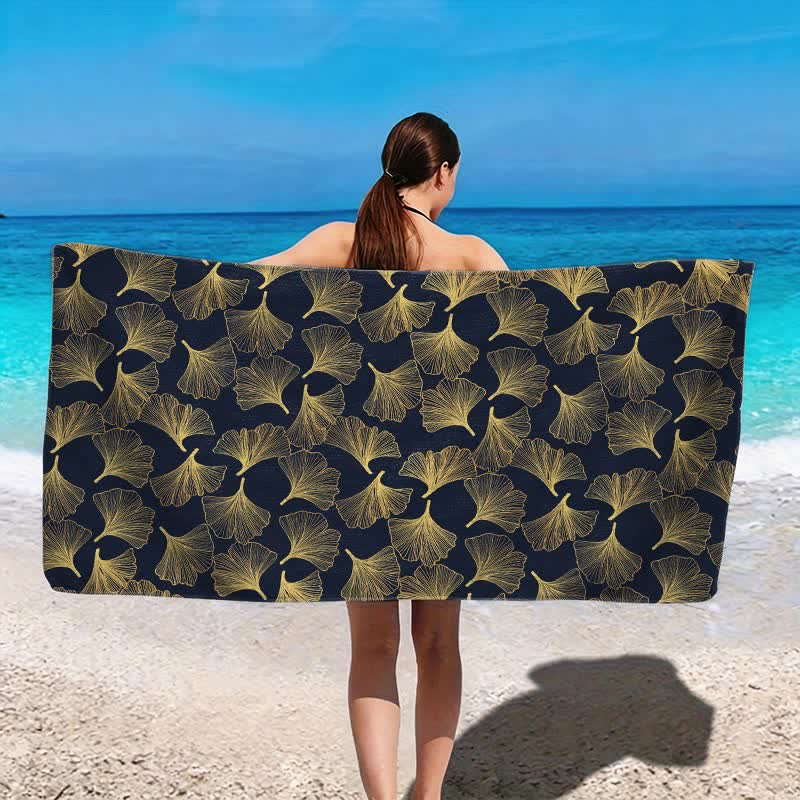 Ownkoti Artistic Line Art Ginkgo Beach Towel - image 10
