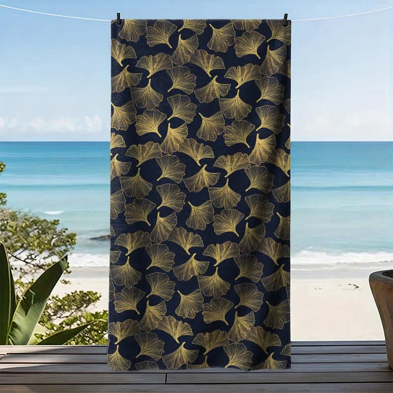 Ownkoti Artistic Line Art Ginkgo Beach Towel - image 11
