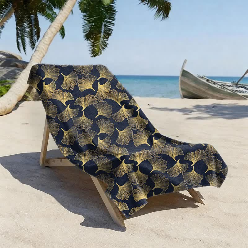 Ownkoti Artistic Line Art Ginkgo Beach Towel - image 9