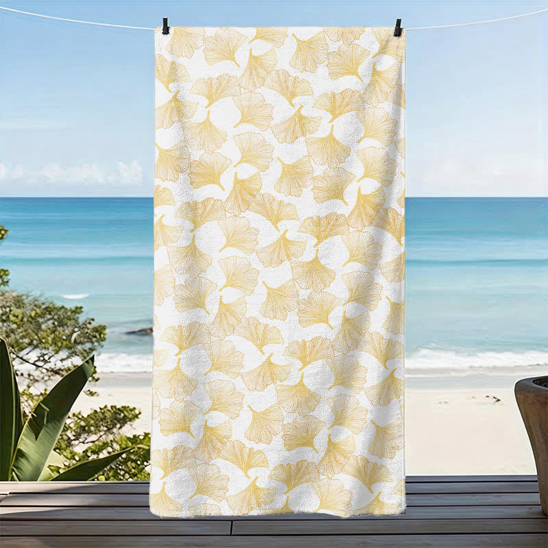 Ownkoti Artistic Line Art Ginkgo Beach Towel - image 7