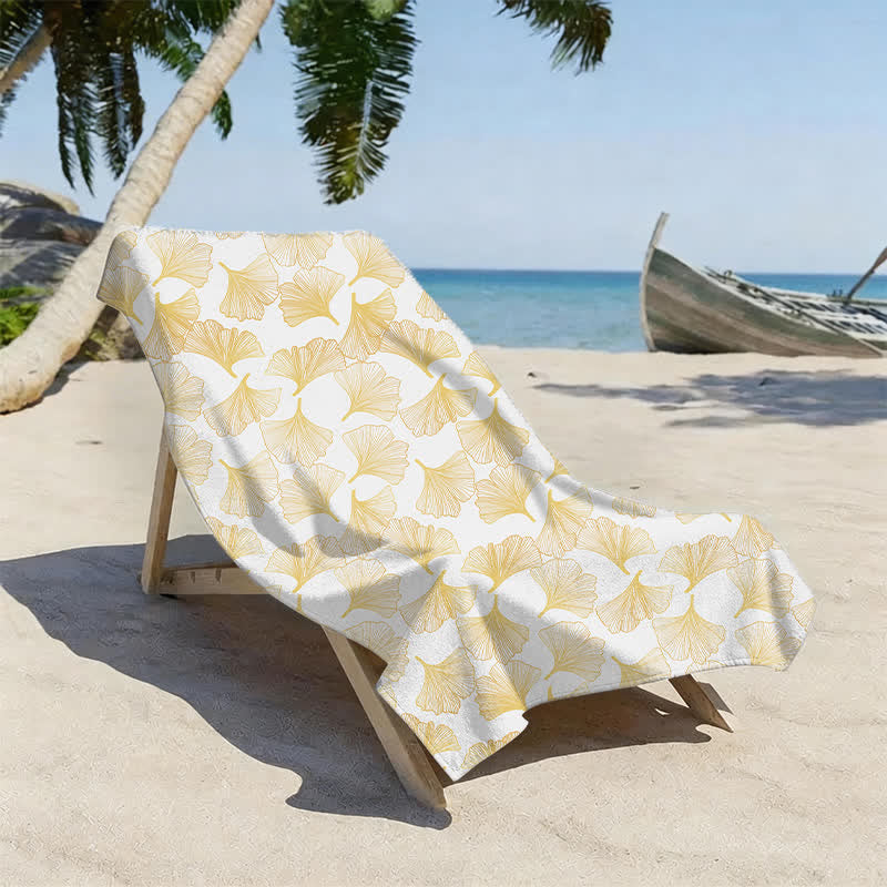 Ownkoti Artistic Line Art Ginkgo Beach Towel - image 5