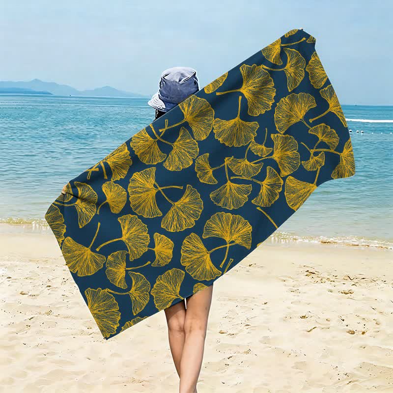 Ownkoti Rustic Ginkgo Biloba Beach Towel - Green - 59" x 27" - image 12