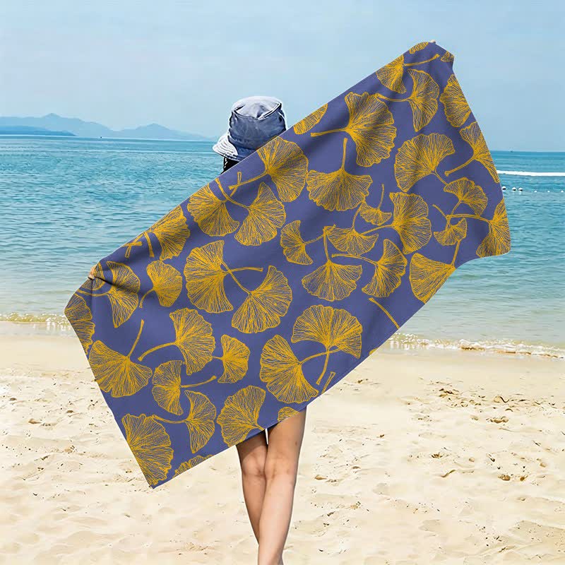 Ownkoti Rustic Ginkgo Biloba Beach Towel - Purple - 59" x 27" - image 8