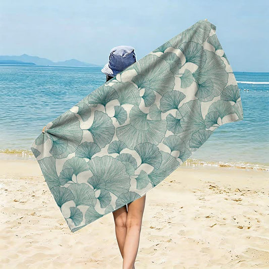 Ownkoti Refresh Style Ginkgo Biloba Beach Towel - Green - 59" x 27" - image 0