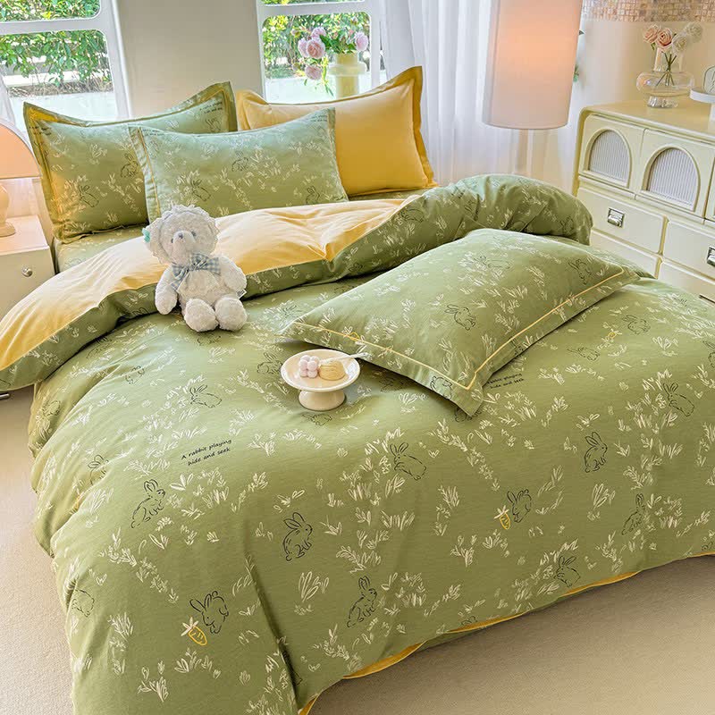 Ownkoti Bunny & Leaf Brushed Cotton Bedding Set - image 4