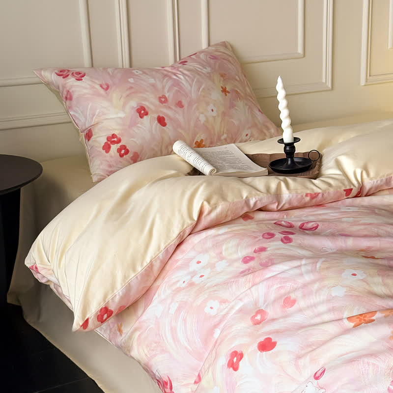 Ownkoti Elegant Pink Floral Cotton Bedding Set - image 3