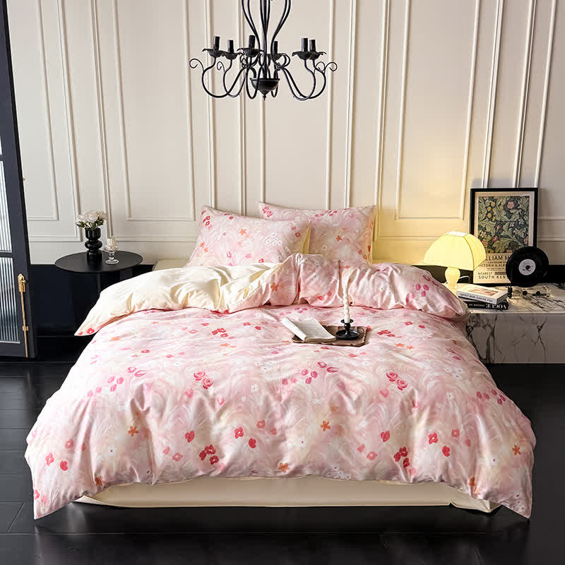 Ownkoti Elegant Pink Floral Cotton Bedding Set - image 1