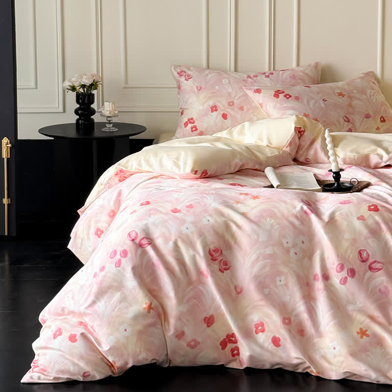Ownkoti Elegant Pink Floral Cotton Bedding Set - Pink - Bedding Set(4PCS) - King - image 0