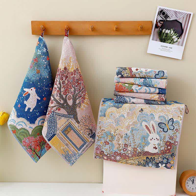 Ownkoti Cute Bunny Cotton Gauze Kitchen Towel - image 0