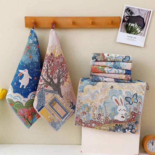 Ownkoti Cute Bunny Cotton Gauze Kitchen Towel - image 0