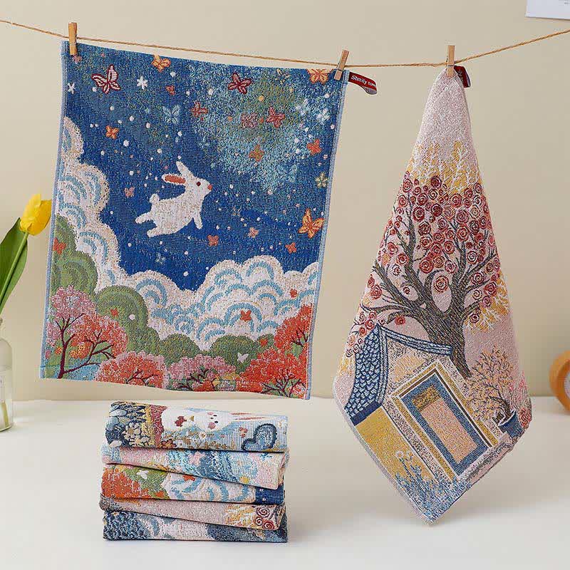 Ownkoti Cute Bunny Cotton Gauze Kitchen Towel - image 1