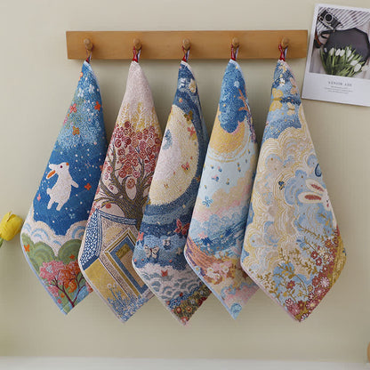 Ownkoti Cute Bunny Cotton Gauze Kitchen Towel - Multicolor - 5PCS - 13.39 " x 15.75" - image 3