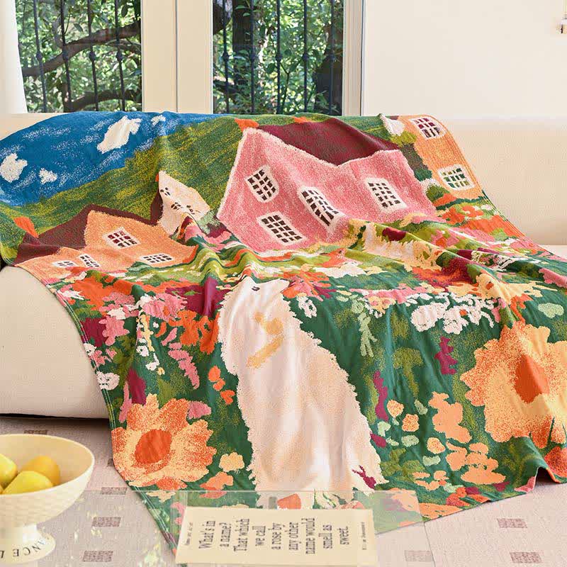 Ownkoti Charming Spring Village Cotton Blanket - image 2
