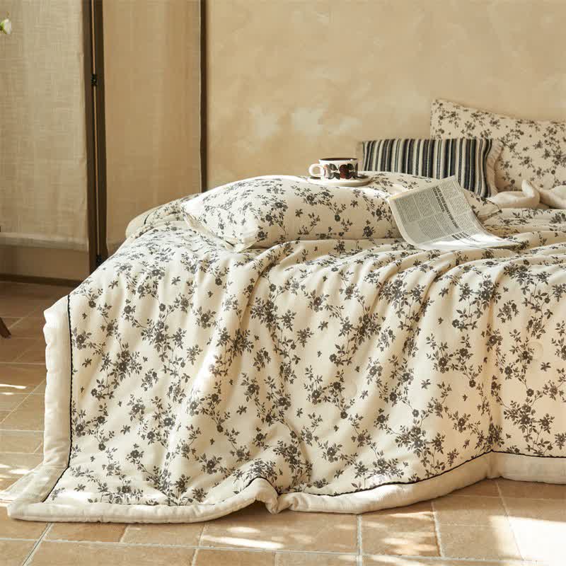 Ownkoti Rustic Botanical Leaf Cotton Linen Quilt - image 1