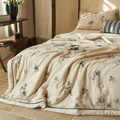 Ownkoti Elegant Floral Cotton Linen Quilt - image 5