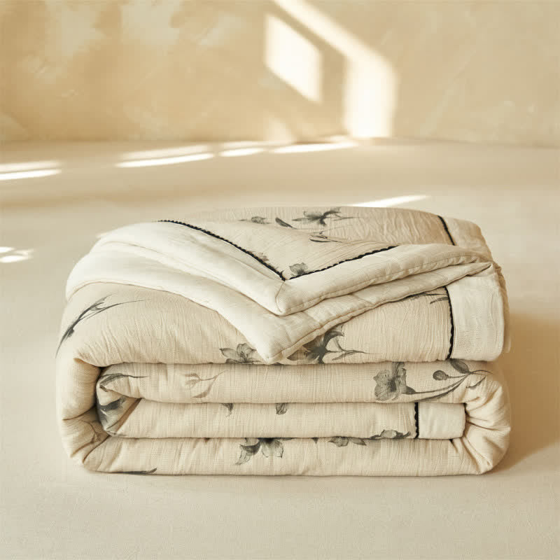 Ownkoti Elegant Floral Cotton Linen Quilt - image 1