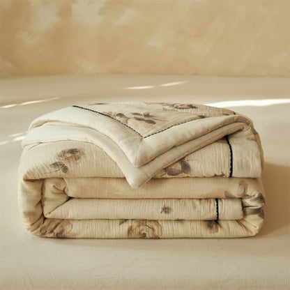 Ownkoti Soft Watercolor Floral Cotton Linen Quilt - image 1