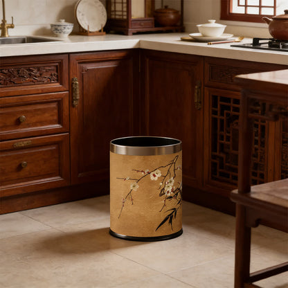 Ownkoti Oriental Plum Blossom Leather Trash Can  - image 2