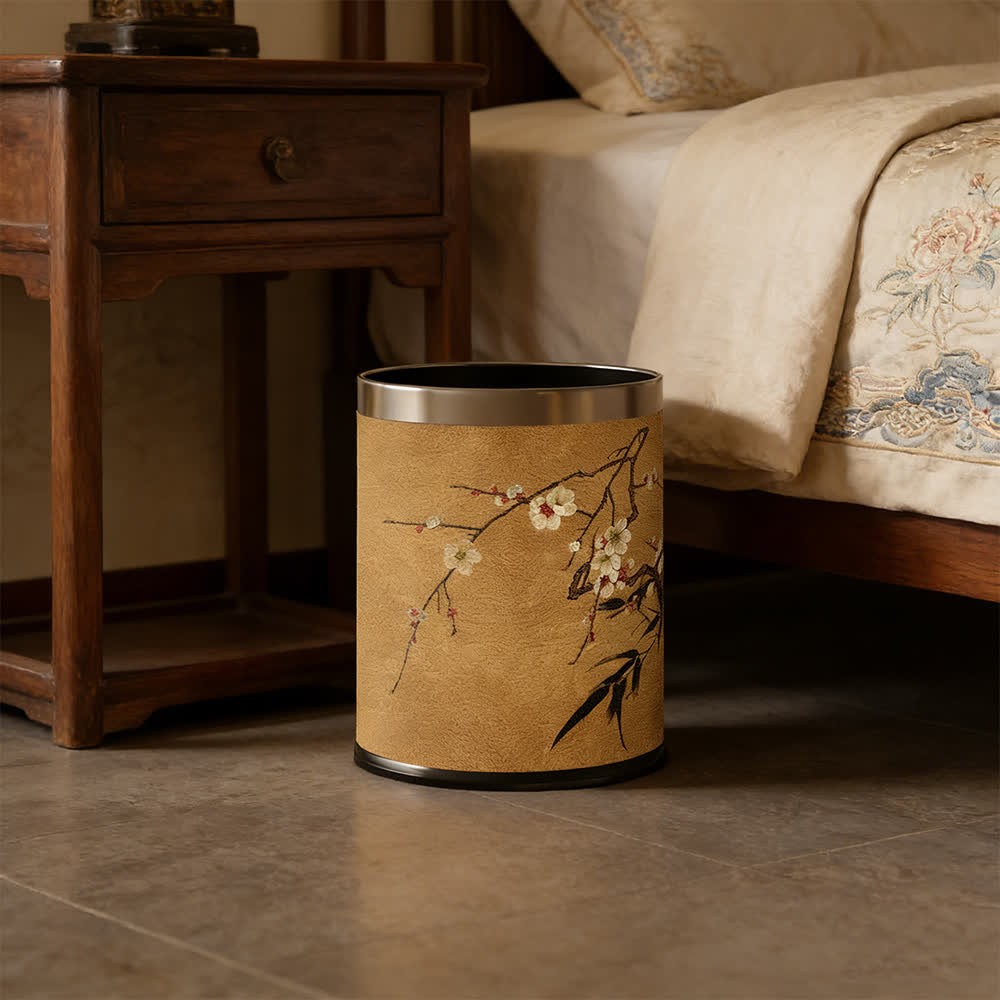 Ownkoti Oriental Plum Blossom Leather Trash Can  - image 1