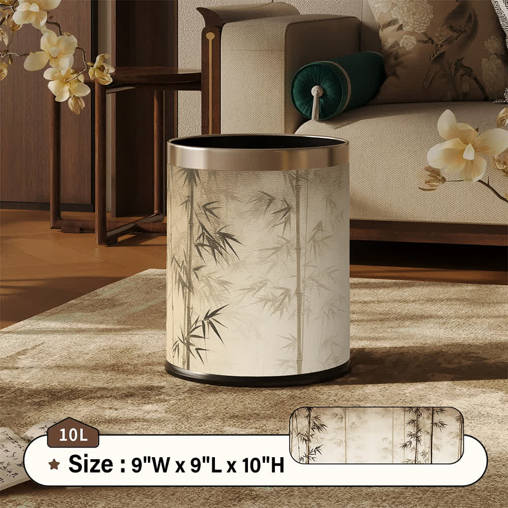 Ownkoti Oriental Bamboo Shadow Decorative Trash Can - Beige - Standard - 9"W x 9"L x 10"H - image 11