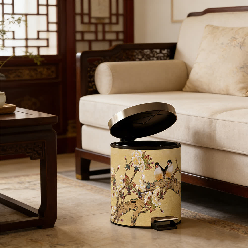 Ownkoti Vintage Chinoiserie Floral & Bird Trash Can - image 6
