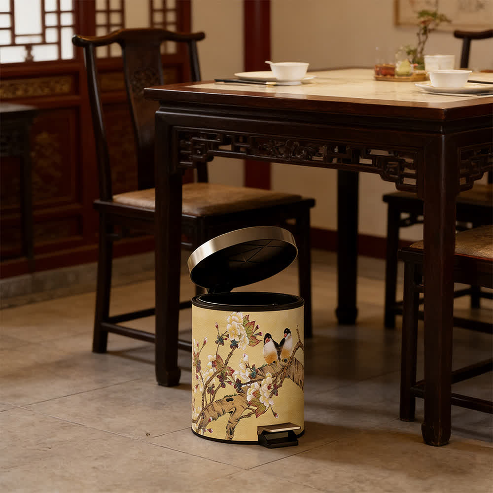 Ownkoti Vintage Chinoiserie Floral & Bird Trash Can - image 5