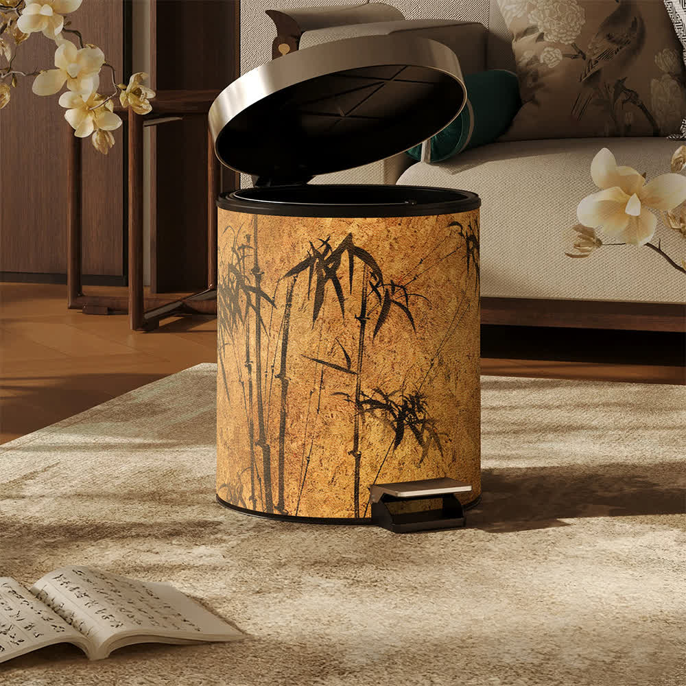 Ownkoti Oriental Zen Bamboo Print Leather Trash Can  - image 12