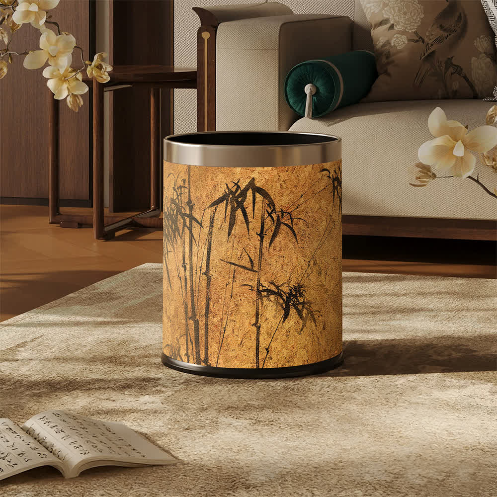 Ownkoti Oriental Zen Bamboo Print Leather Trash Can  - image 8